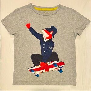 Mini Boden Tee Boys 5-6 Y Girls Skateboarding Fox British Bobby Skater T-Shirt